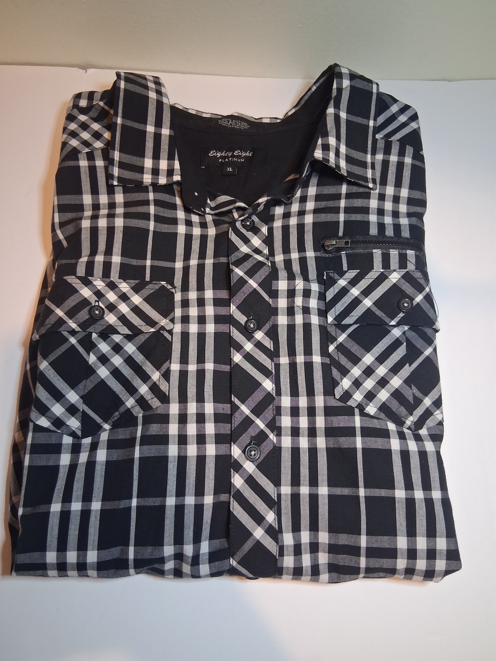 Eighty Eight Black and White Plaid Button-Down Shirt